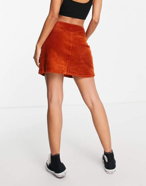 Rust corduroy shop mini skirt