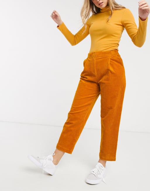 Monki cord peg trousers in mustard ASOS