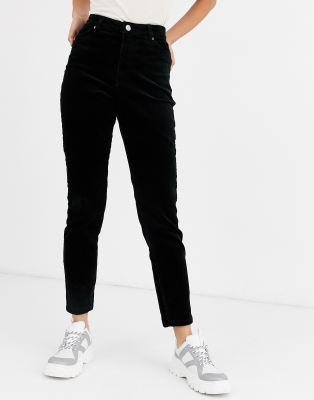 black cut up pants