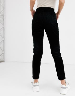 black cord skinny trousers