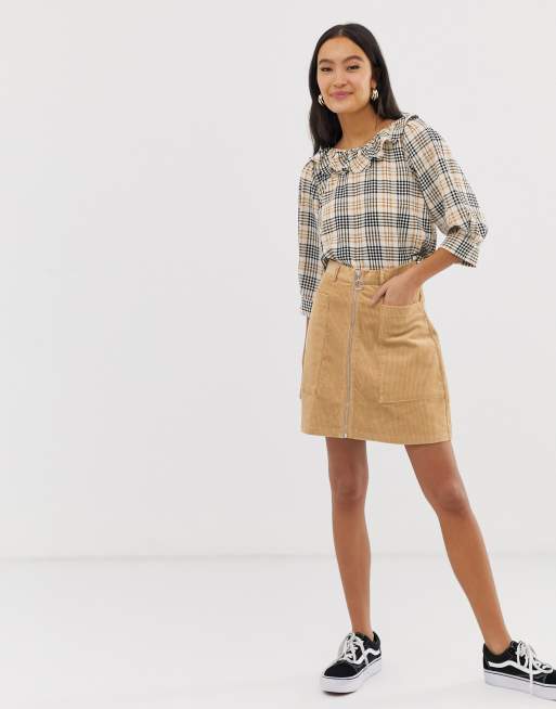 Beige corduroy mini clearance skirt