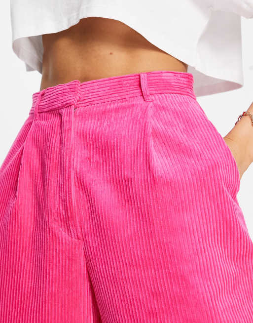 Bright pink corduroy store pants