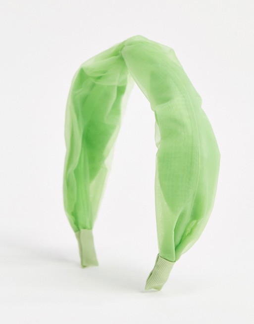Monki Corinne organza headband in green
