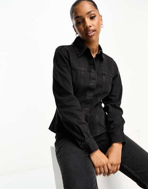 Black jean shirt clearance womens