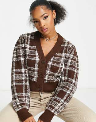 Plaid button front top cardigan forever 21