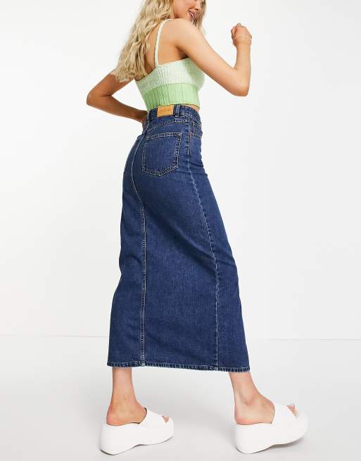 Denim midi skirt asos sale