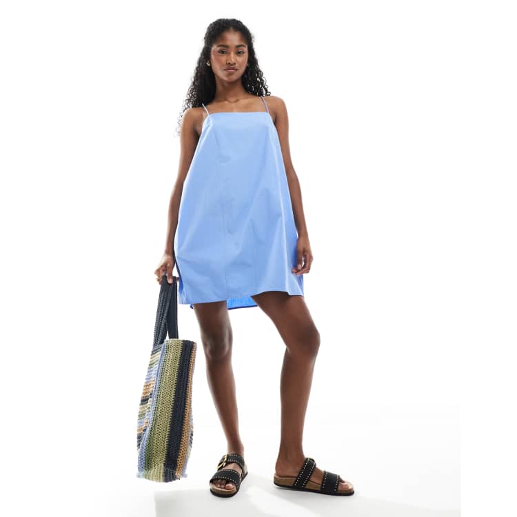 ワンピース BLUE COTTON MINI DRESS Mini Dress Corinne - Blue Jengel|Resort Collection|Poupette