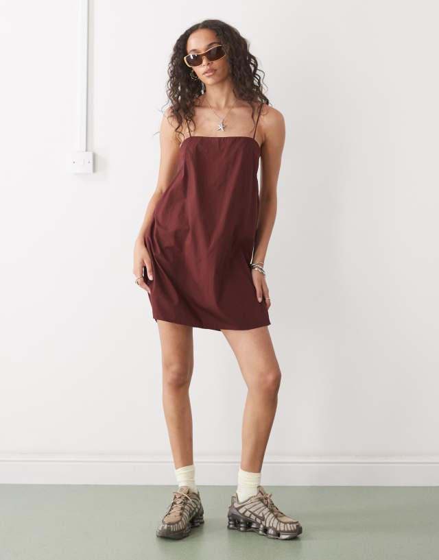 burgundy poplin dress Monki - Cotton Mini - Women - Cotton - 2XS Southern Belle Dress Sewing SIZE:us10 kids STEAM dresses Fashion nova length A