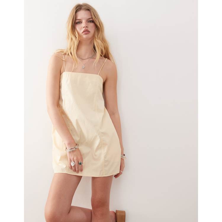 ワンピース ETMON Square Strap Pintuck Dress, Beige Zimmermann Dress with velvet belt and shimmering appliqués