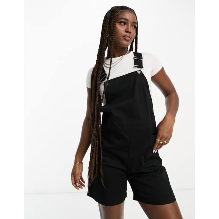 Black denim hot sale short dungarees