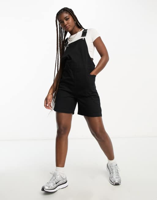 Black store dungaree shorts