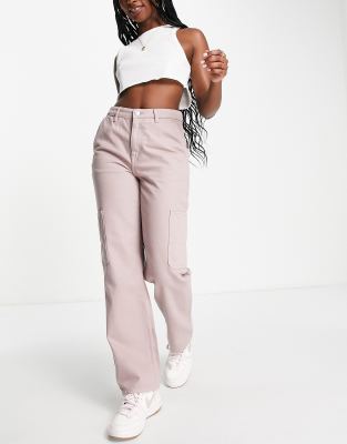 Monki Workwear Jeans In Dusty Pink