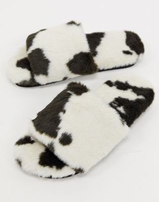 cow print slippers