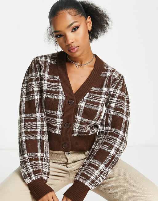 Plaid shop cardigan womens