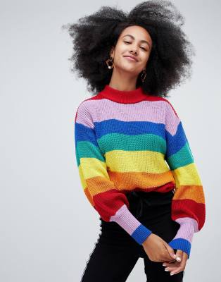 rainbow crew neck sweater