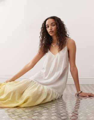 Monki Crinkled Tiered Floaty Maxi Dress With Low Tie Back Detail