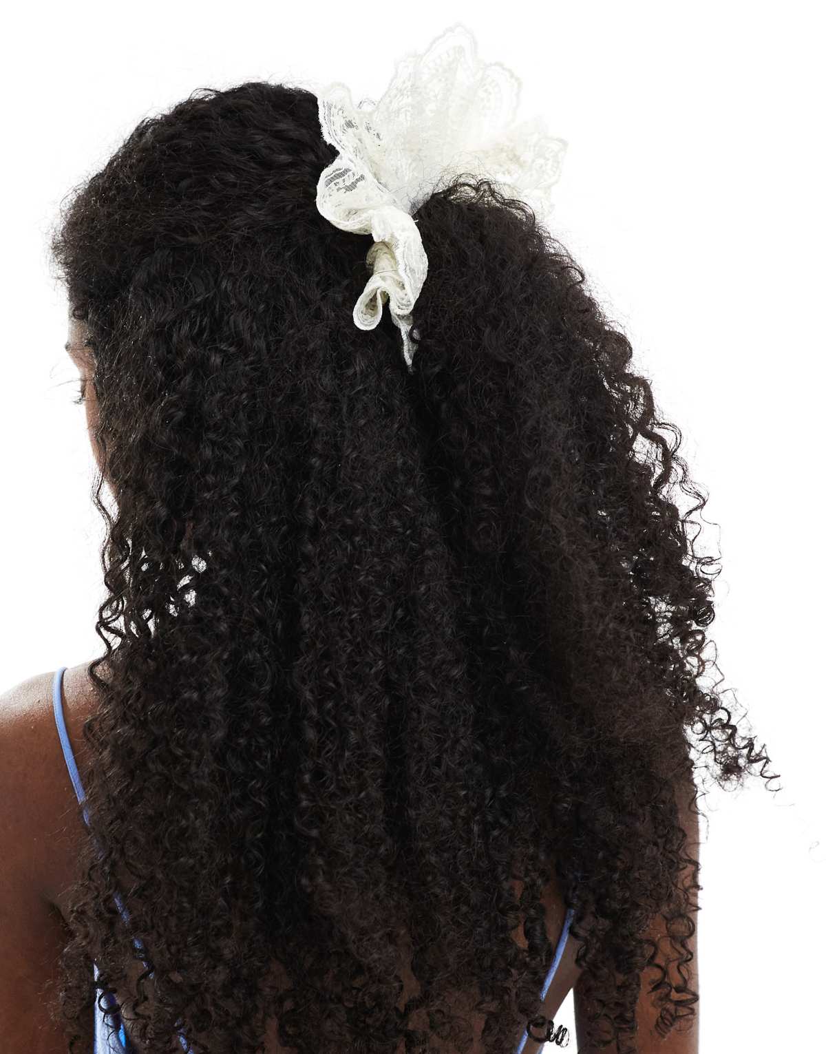 Monki crochet lace scrunchie in off white