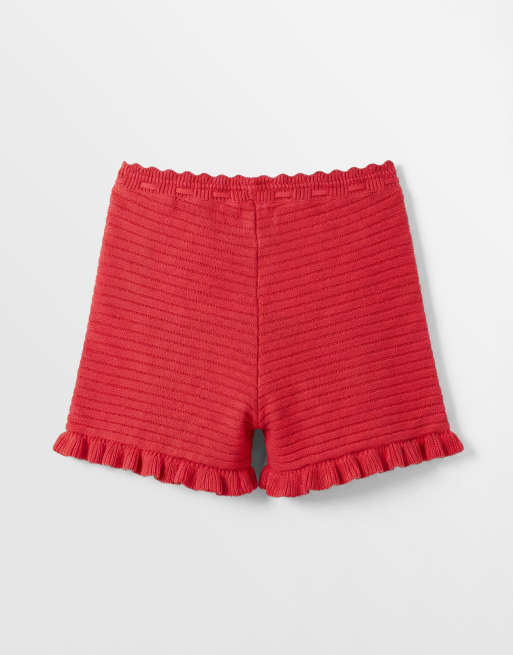 Monki crochet style frill hotpants co-ord in red, 7 of 9
