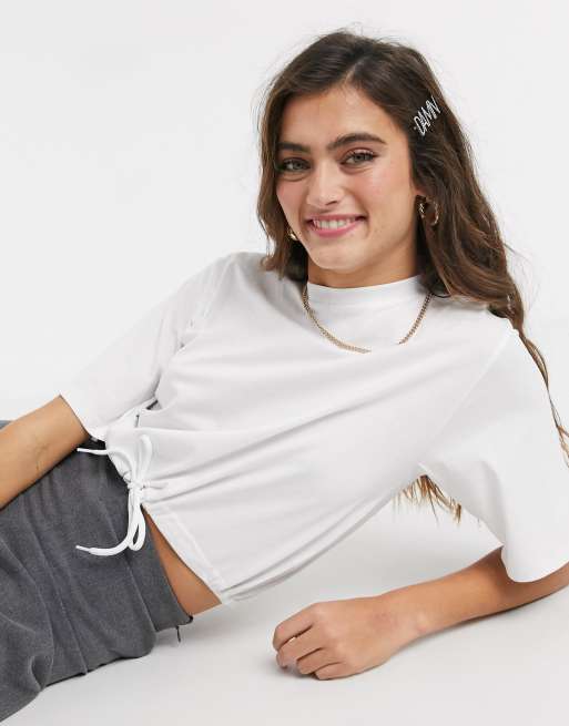 monki white crop top