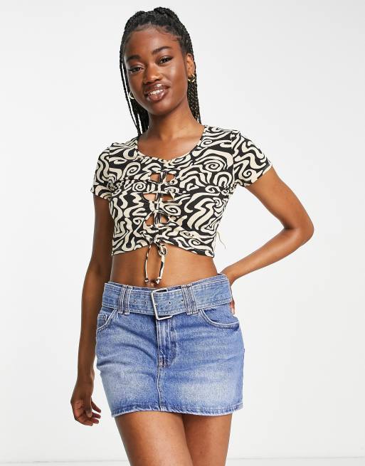 Cut out shop drawstring crop hoodie