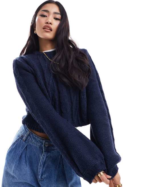 Cropped best sale navy jumper