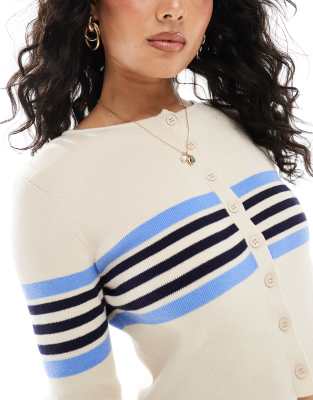 Monki Cropped Cardigan In Neutral