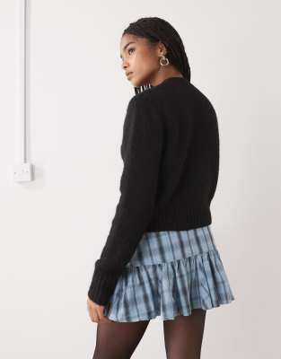Monki Cropped Cardigan With Front Pockets In Black