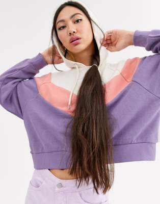 color block crop hoodie