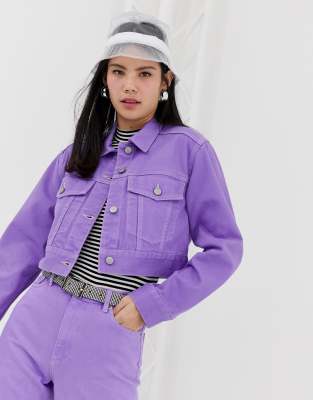 lilac cropped denim jacket