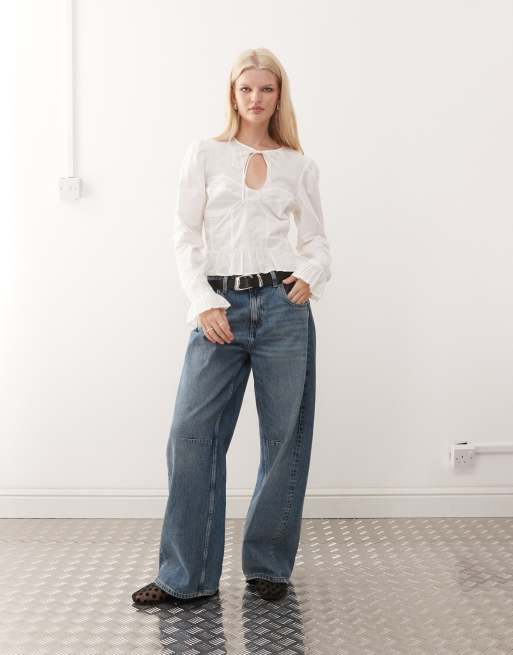 Monki cropped fitted blouse in white, 4 of 4