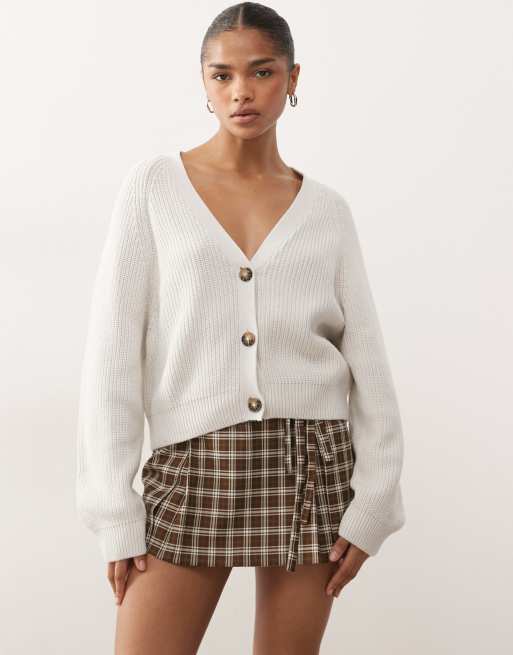 Monki - Cropped gebreid vest in zacht grijs