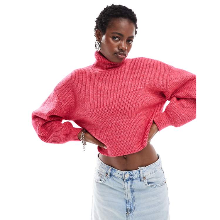 Pink cropped sweater best sale