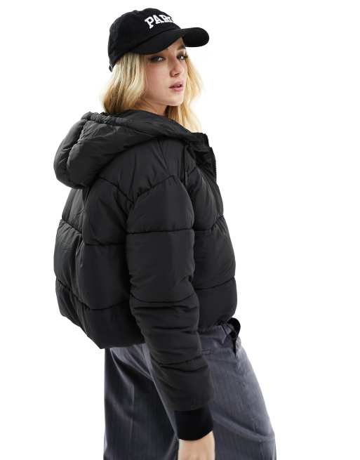 Monki puffer jacket with hood online