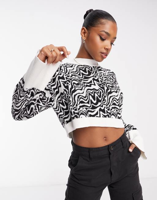 Black and white cropped jumper new arrivals