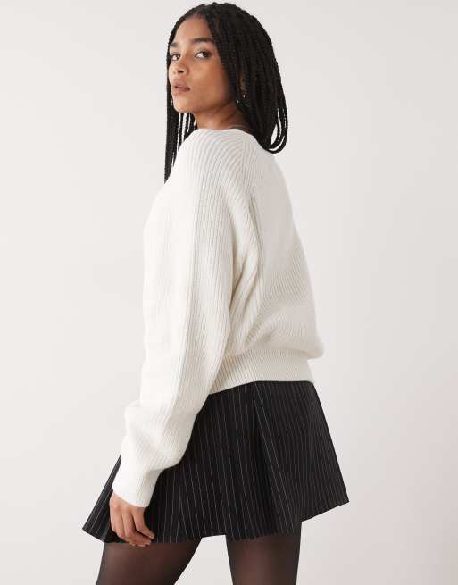 Monki cropped knit cardigan in ecru, 2 of 4