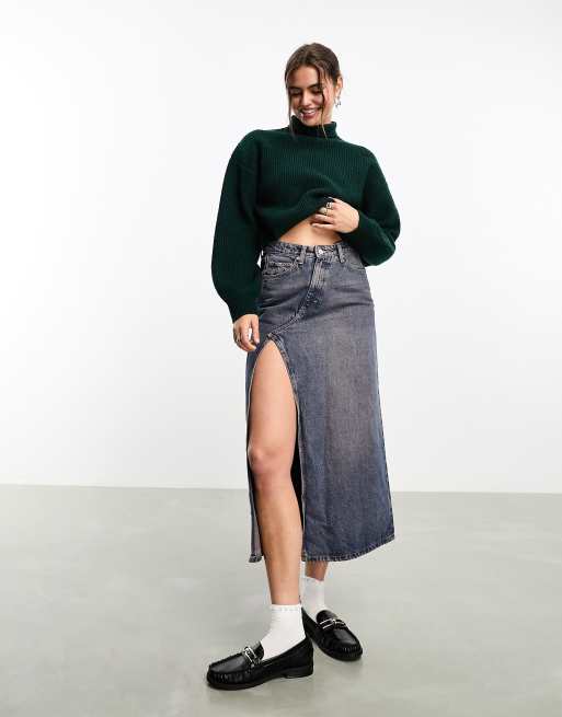 Monki cropped knitted jumper in forest green ASOS