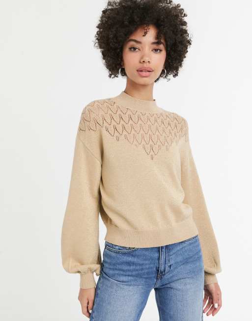 Monki - Cropped lichtgewicht trui met glitter in goudkleur