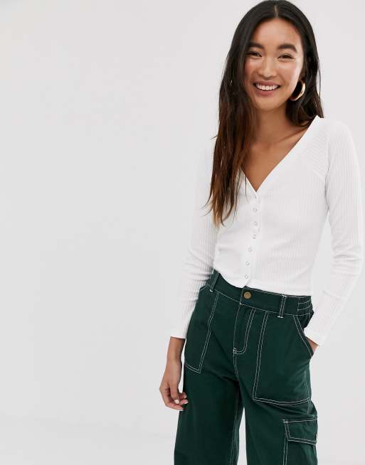 monki white crop top