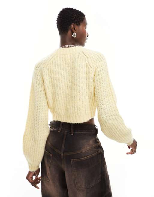 Monki knit cardigan in yellow