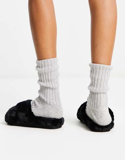 Slippers with fluffy on sale fronts