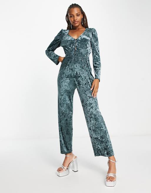 Monki store velvet jumpsuit