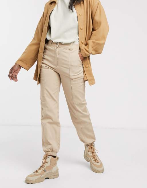 Cargo Trousers With Cuffed Bottoms Beige