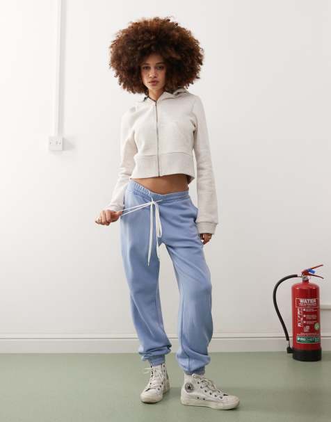 Monki cuffed joggers in washed blue - view 1
