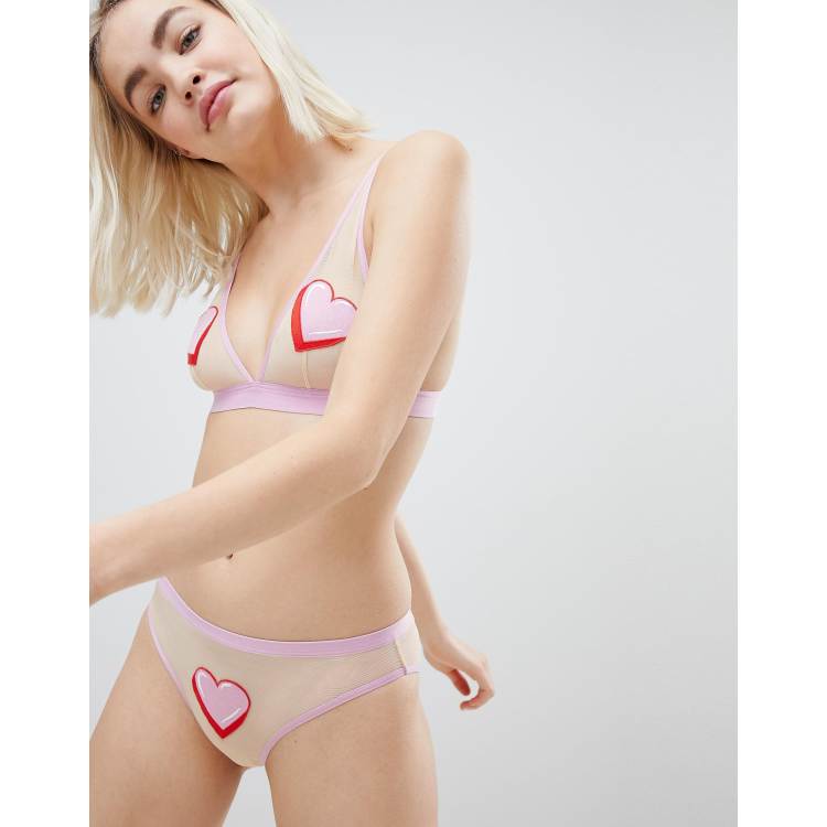 Monki - Culotte transparente avec motif cœur placé