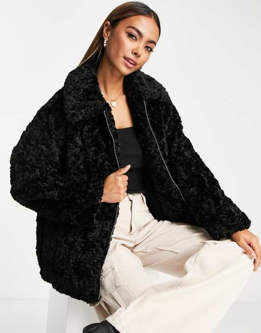 Faux fur clearance coat with zipper