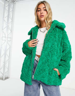 Faux shearling coat on sale monki