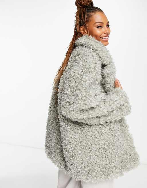 Teddy faux fur on sale jacket with hood