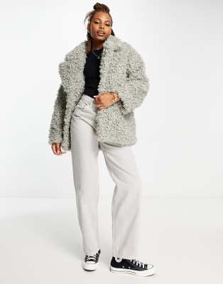 Monki faux shop shearling coat