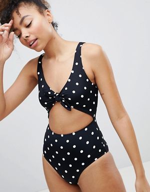swimsuits for women gray and white polka dots