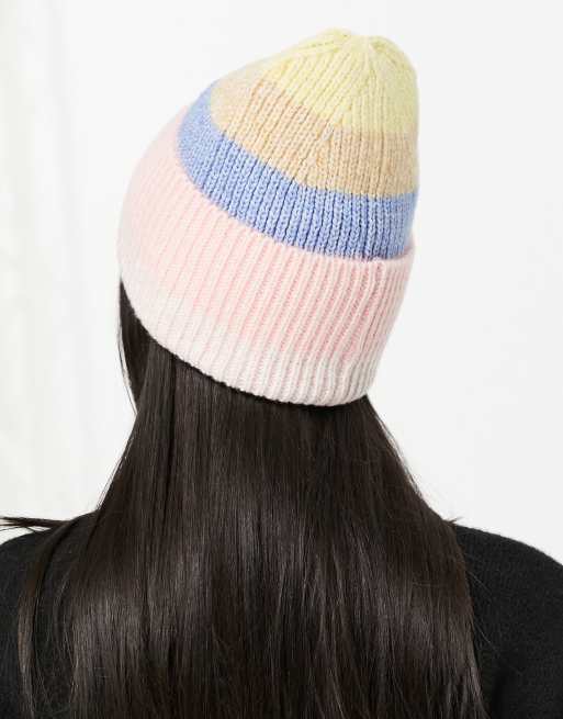 Monki – Czapka beanie w kolorowe paski – MULTI, 3 z 4